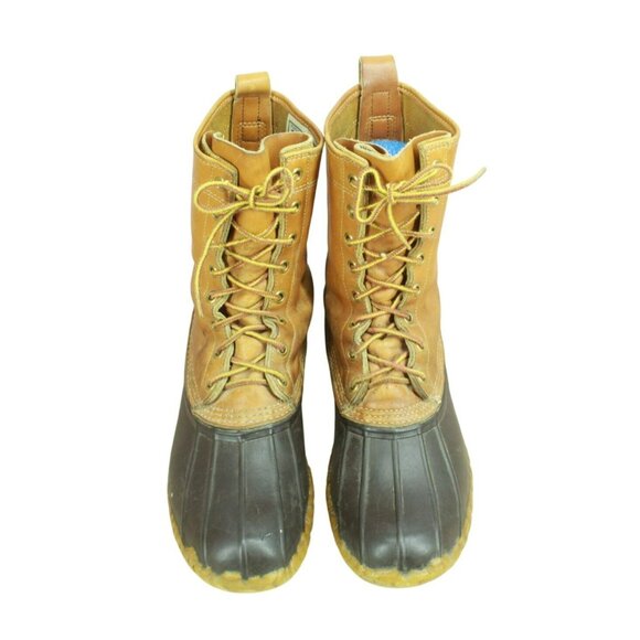 Vintage LL Bean Brown Leather Lace Up Unlined Mid Calf Hunting Duck Boots Size 8 - Picture 5 of 11